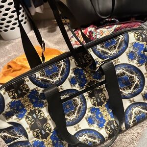 Alice + Olivia Duffel - Elegant Blue and Gold Patterned Women's Bag